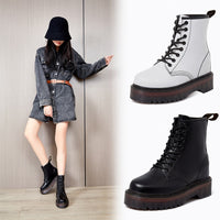 Original Women Motorcycle Platform Wedge Boots Autumn Winter Fur Ankle Boots Round Toe Lace-up Suede Leather Boots Shoes for Women