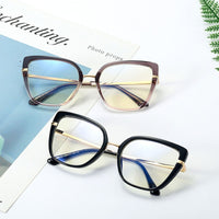 SHAUNA - Original Fashion Cat Eye Women Optical Eyeglasses Frame Retro Clear Anti-Blu-Ray Spring Hinge Glasses Frame Men Computer Glasses