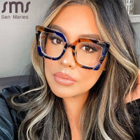 SMS SEN MARIES - Original Vintage Glasses Women Men Square Clear Glasses Optical Eyeglasses Frame Transparent Lens Spectacle Frame NOT Anti Blue Light