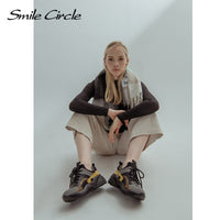 Original Smile Circle Women Sneakers Flat Platform shoes Suede Leather fashion casual Breathable Thick bottom Ladies Shoes