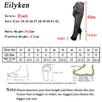 EILYKEN 2 STORE ROME - Original Style Ultra High Heels Fashion Hollow Out Over The Knee Boots Women Peep Toe Lace-Up Zip Platform Shoes Sandals