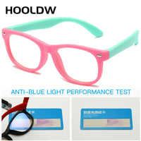 HOOLDW - Original Anti blue Light Kids Glasses Children Square Optical Frame Eyeware Boy Girls Square Computer Transparent Eyeglasses UV400