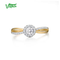 Original VISTOSO Gold Rings For Women Genuine 9K 375 Yellow Gold Ring Sparkling White CZ Promise Band Rings  Anniversary Fine Jewelry