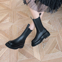 Original MORAZORA Size 33-43 Fashion Genuine Leather Boots Women Thick Sole Chelsea Boots  British Style Winter Platform Ankle Boots