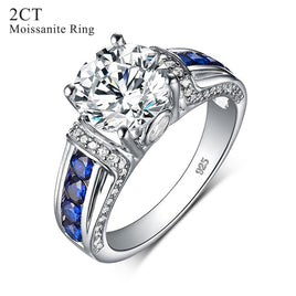 Original Szjinao Real 2ct 8mm Round Cut Moissanite Ring Women Diamond 925 Sterling Silver Luxury Gift Female Wedding &amp; Engagement Jewelry