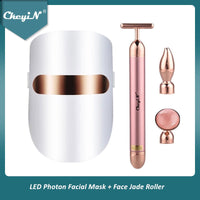 CkeyiN LED Facial Mask Photon Acne Treatment Skin Rejuvenation LED Face Mask Therapy Anti Wrinkle Skin Tightening Jade Roller 48