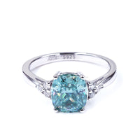 Original Tianyu Gems Silver 925 Wedding Ring Women Cushion 7x8mm Blue Green White Moissanite Gemstone Rings 2022 Trendy Fine Jewelry Gift