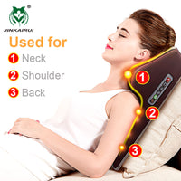 Jinkairui Electric Heat Neck Shoulder Back Waist Leg Foot Body Cervical Massager with 16 Roller Massage Cushion Car Home