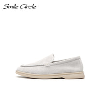 Original Smile Circle/cow-suede loafers Women Slip-On flats shoes Genuine Leather Ballets Flats Shoes for women Moccasins big size 36-42