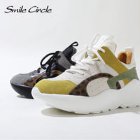Original Smile Circle Women Sneakers Flat Platform shoes Suede Leather fashion casual Breathable Thick bottom Ladies Shoes