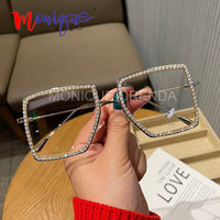 Original Myopia Hyperopia Women Sunglasses Vintage clear lens glasses ladies luxury rhinestone eyeglasses men optical Shades