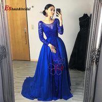 ESHAUT&BRIDAL - Original 2022 Luxury Mermaid Evening Night Dress for Women Muslim O Neck Long Sleeves Beading Sequin Handmade Formal Wedding Party