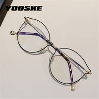 YOOSKE Fashion Cat Eye Glasses Frames Women Trending Myopia Frame Transparent Optical Spectacles Rose Gold Fake Eyeglasses