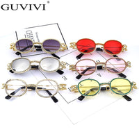 Original Colorful Small Round Rhinestone Sunglasses Women Steampunk Diamond Sun Glasses Classic Eyeglasses Men Clear Lens Vintage Shades
