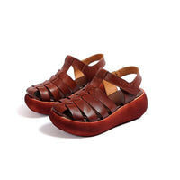 Original GKTINOO 2022 Genuine Leather Gladiator Sandals For Women Wedges Sandals Ladies High Heel Casual Platform Sandals Summer Shoes
