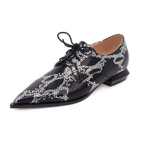Original Brogue Woman Spring Autumn Flats Snake Print Women Shoes PU Leather Lace-Up loafers Female Flat Oxford Mujer Big Size 33-43
