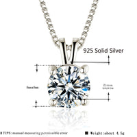 Original YANHUI Solitaire 8mm 2ct Zirconia Diamond Pendant Necklace S925 Solid Silver Color Choker Statement Necklace Women Gift Jewelry
