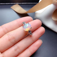 Original Lee Chee Genuine Opal Ring for Women Anniversary Gift 8*10MM White Opal Gemstone Colorful Fine Jewelry Real 925 Sterling Silver