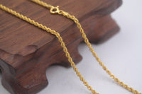 Original Real Pure 18K Yellow Gold Chain 2mmW Rope Women&#39;s Link Wealthy Gift Best Women Necklace Chain