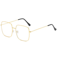 LONG KEEPER - Original Vintage Oversized Square Glasses Frame Women Men Stylish Metal Clear Lens Eyeglassesdies Black Gold Silver Optical Spectacles