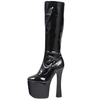 Original JIALUOWEI  20cm Extreme High Heel Thick Chunky Heels Platform Women Knee-High Long Boots -Exotic,Fetish,Sexy,Shoes