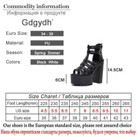 Original Gdgydh Open Toe Platform Sandals Women Chunky Heel Gladiator Shoes T-tied Thick Waterproof Nightclub Party High Heels Drop Ship