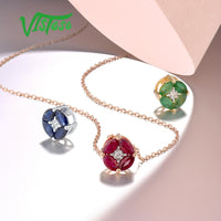 Original VISTOSO Gold Pendant For Women Genuine 14K 585 Yellow/Rose/White Gold Emerald/Ruby/Sapphire Diamond Engagement Gift Fine Jewelry