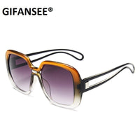 GIFANSEE - Original Square Oversized Gradient Sunglasses Hollowed-out Leg Women Vintage BIG Eyeglasses Brand Designer Lady Shade Oculos UV400 Female
