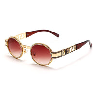Original Diamond Steampunk Sunglasses Women Oval Vintage Eyeglasses Men Punk Retro Sun Glasses Luxury Brand Designer Lady UV400