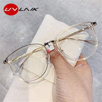UVLAIK Oversized Round Glasses Frames Women Anti Blue Light Computer Eyewear Men Vintage Clear Optical Eyeglasses Myopia Frame