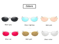 SHANGEWFLJIA - Original Small Oval Mirror Sunglasses For Women Luxury 2022  Men Brand Designer Eyewear Shades Ladies Alloy Sun Glasses UV400 Eyeglasses