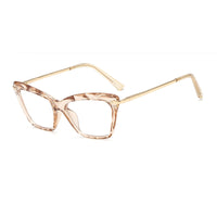 SHAUNA - Original Spring Hinge Unique Faceted Eyeglasses Frame Women Transparent Cat Eye Glasses UV400
