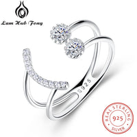 Original Resizable 925 Sterling Silver Ring Sparkling Cubic Zirconia Smile Face Design Adjustable Ring S925 Silver Jewelry (Lam Hub Fong)