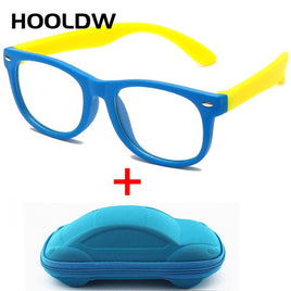 HOOLDW - Original New Anti blue Light Kids Glasses Boys Girls Optical Frame Computer Transparent Glasses Children Silicone Soft Eyeglasses