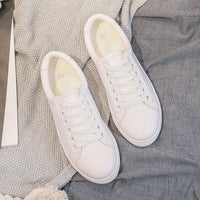 Original Fashion Women Shoes Platform Sneakers Ladies Lace-up Casual Shoes Breathable Walking Pu Leather Shoes White Flat Girl Size 35-43