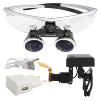 Dental Loupes Dental Magnifier Medical Loupes Binocular 2.5 3.5x420 Headlight Headlamp 3W 5W Filter Wired Wireless USB Belt Clip