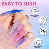 Makartt Jelly Glitter Poly Nail Gel Kit- Translucent Glitter Gel Nail Extension Gel Nail Enhancement Set for Beginner Manicure