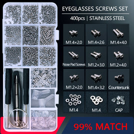 COLOUR_MAX STORE - Original Eyeglasses Sun Glasses Screws Sets Nuts Nose Pad Optical Repair Tool Parts Assorted Kit