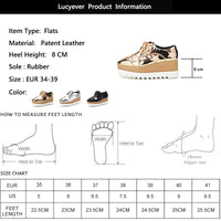 Original 2022 Autumn Women Patent Leather Stars Flat Platform Casual Shoes Fashion Lace Up Brogue Shoes Footwear Chaussures Femme