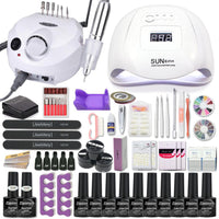 Nail Set Manicure Set With 114W/120W/54W Led Nail Lamp 35000RPM Nail Drill Machine 20/10 Colour Poly Extension Nail Gel Set