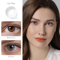 HIDROCOR - Original Color Contact Lenses For Eyes 1pair Yearly Natural Amber Gray Lens Cosmetic Soft Glasses Beauty Pupil with Lenses Case