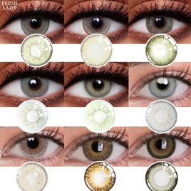 FRESH LADY - Original Official 1 pair Natural Contact Colored Lenses For Eyes Mocha Green 1Pair Multicolor Lens Soft Yearly Pupils Beauty Makeup