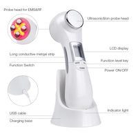 6 in 1 RF EMS Microcurrent Mesotherapy Skin Lifting Massager LED Photon Rejuvenation Beauty Machine Jaw Slimming Face Care Tool