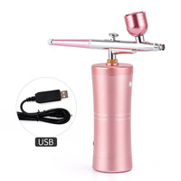 Top 0.4mm Pink Mini Air Compressor Kit Air-Brush paint Spray Gun Airbrush For Nail Art Desgin Tattoo Craft Cake Nail Tool Set