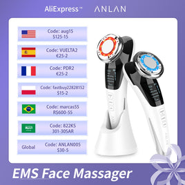 ANLAN - EMS Facial Massager LED Light Therapy Sonic Vibration Wrinkle Removal Skin Tightening Hot Cool Treatment Skin Care Beauty Device