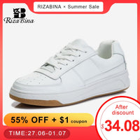 Original RIZABINA 2022 Ins Women Sneakers Real Leather Fashion Flats Shoes Woman Cross Strap Casual Daily Spring Lady Footwear Size 35-40