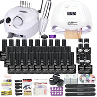 Nail Set Manicure Set With 114W/120W/54W Led Nail Lamp 35000RPM Nail Drill Machine 20/10 Colour Poly Extension Nail Gel Set