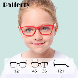 RALFERTY - Original Kids Square Glasses Anti-blue Blocking Computer Eyewear Frame Child Boy Girl TR90 Flexible Eyeglasses Frames A008