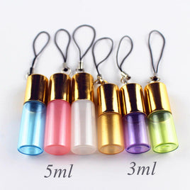 50pcs/lot Colorful 3ml 5ml 10ml Glass Perfume Roll on Bottles with Stainless Steel Ball and Key Chain Roller Vials