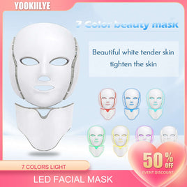 7 Colors Light LED Facial Mask With Neck Skin Rejuvenation Face Care Treatment Beauty Anti Acne Therapy Whitening Instrument